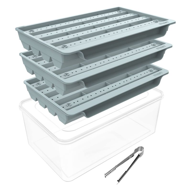 Photo 1 of ITWIST Ice Cube Trays, Hexagon Ice Trays With Lid, 32x3 PCS Ice Trays For Freezer With Bin For Chilled Drinks-Easy Fill Transfer Remove (3Pack Blue Ice Trays & Ice Bin & Ice Tong)