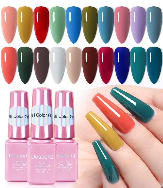 Photo 1 of 20 Colors Gel Nail Polish, 7ml Bright Color Blue Green Red Purple Gel Polish Soak Off U V/LED Neon Pastle Spring Summer Gel Nail Polish Set for DIY Nail Art Gift 