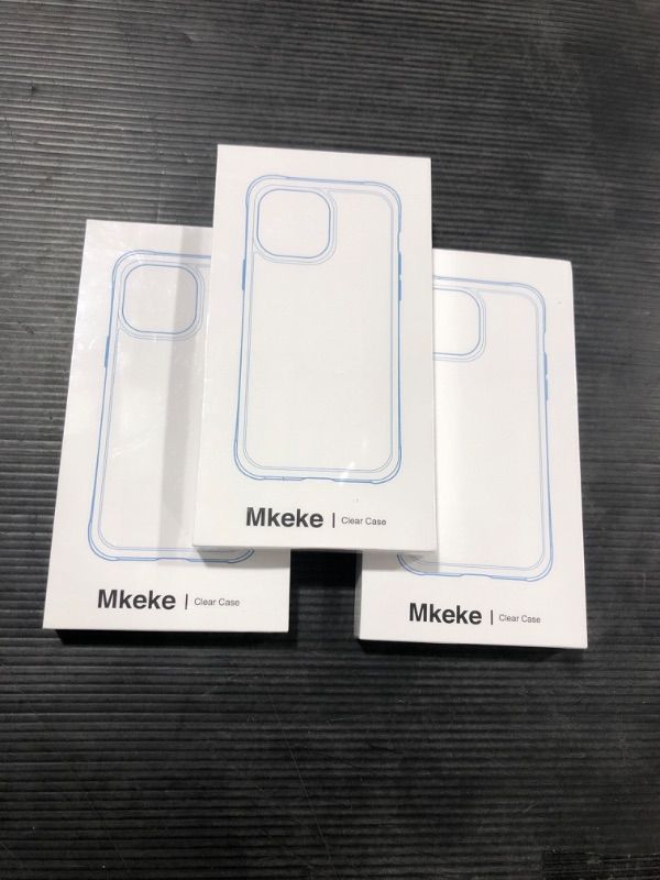 Photo 2 of *3 Pack* Mkeke for iPhone 14 Case & iPhone 13 Case Clear, New Designed Slim Phone Case iPhone 13 & 14 with Protective Bumper for Apple iPhone 14 / iPhone 13 6.1'' [Anti Yellowing] [Military Grade Protection]