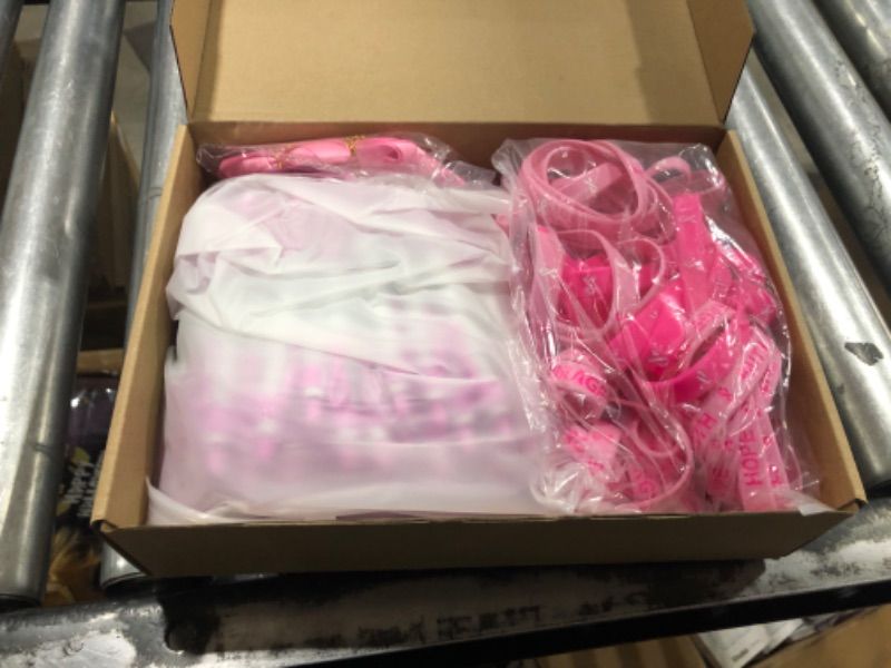 Photo 2 of Kigeli 216 Pcs Breast Cancer Awareness Accessories, 72 Pcs Breast Cancer Bracelets Pink Ribbon Rubber Wristbands 72 Pcs Breast Cancer Pins 72 Pcs Awareness Ribbon Pen for Breast Cancer Themed Events