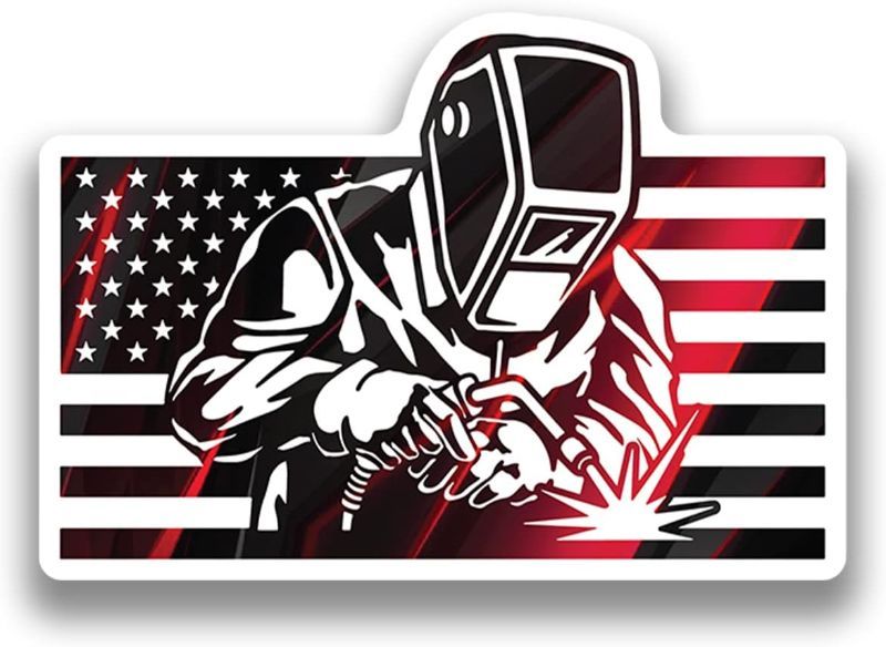 Photo 1 of *2 Pack* Welder Welding Vinyl Decal Sticker - for Toolboxes, Lockers, Cars, Trucks, Windows, Laptops, Cups and More - 5 Inches at Largest Point (American Welder) 