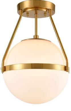 Photo 1 of Claxy 11.1-in Brass Globe Metal Ceiling Light Mount
