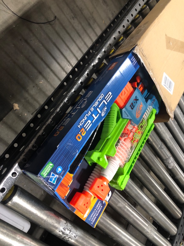 Photo 2 of Nerf Elite 2.0 Double Punch Motorized Dart Blaster, Rapid Alternating Barrels, 50 Nerf Elite Darts, 2X 10-Dart Clips, Ages 8 & Up