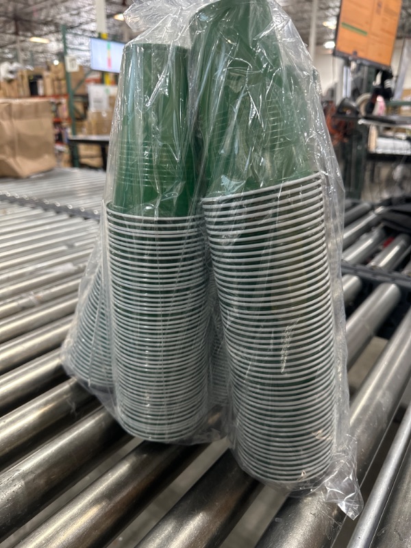 Photo 2 of 200 Count Plastic Cups 16 Ounce Disposable Party Drinking Cups Stackable Plastic Tumblers Beverage Cups for Birthday Halloween Picnics Camping Barbecues Indoor Outdoor Events Supplies (Green)