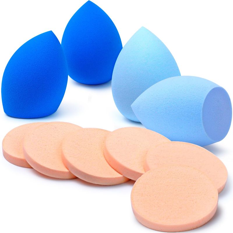 Photo 1 of 2 PACK- Mary Lavender Makeup Blender Sponge Foundation Blending Sponge for Liquid Cream Powder Facial Powder Puff Multi-colored Wet and Dry Dual Use Latex-Free 10pcs
