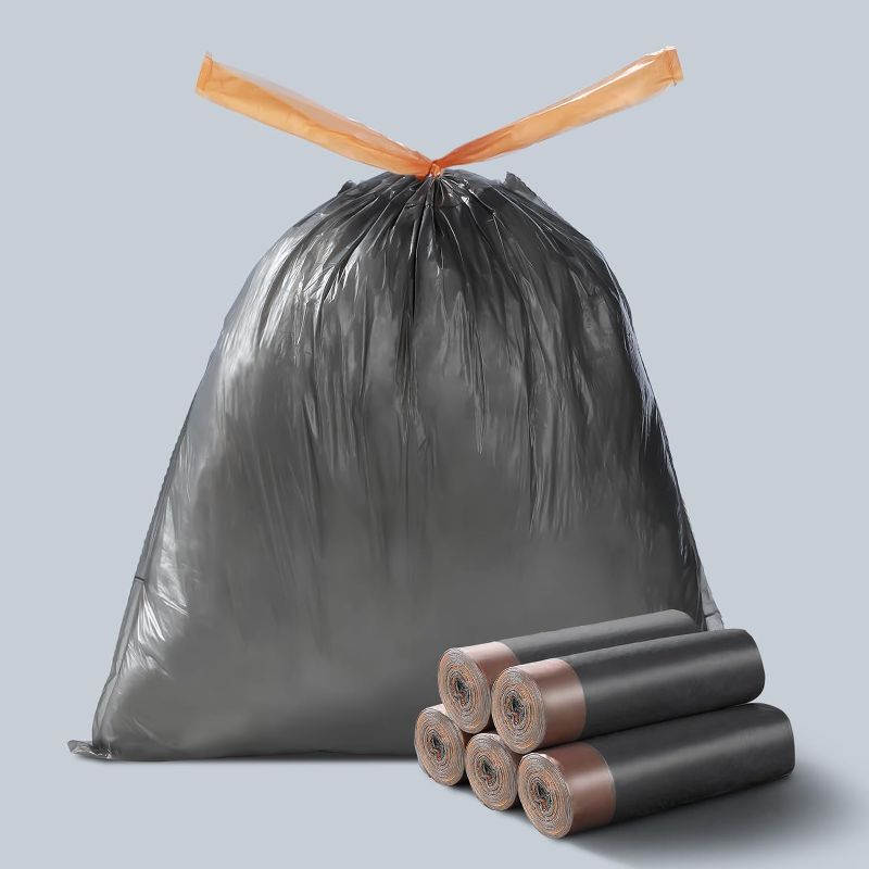 Photo 1 of 2 PACK- Drawstring Trash Bags, 4-5 Gallon Small Wastebasket Bin High Density Liners, 75 Count, Unscented, Strongly Weighed, Unbreakable Compost Bag, Garbage Bag No Dirty Hands.