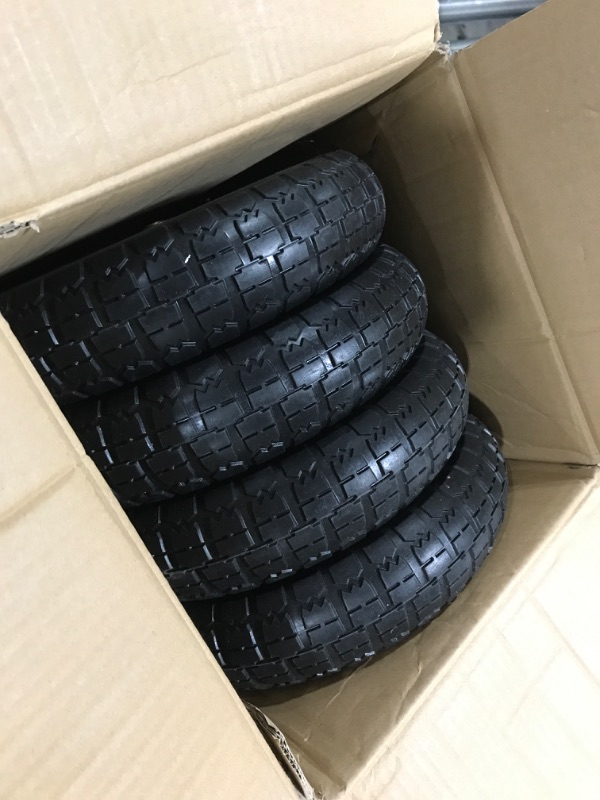 Photo 2 of (4-Pack) 13‘’ Tire for Gorilla Cart - Solid Polyurethane Flat-Free Tire and Wheel Assemblies - 3.15” Wide Tires with 5/8 Axle Borehole and 2.1” Hub 13“ Wheels -4 Pack