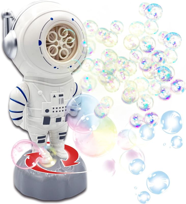 Photo 1 of Automatic Bubble Machine, Space Explorer Bubble Maker - 5000+ Bubbles/min, Rotatable 90°/360°, Ideal for Kids and Toddlers - Create Endless Indoor/Outdoor Fun - Blue
