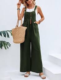 Photo 1 of Arssm Womems Loose Linen Overalls Oversized Wide--- size large