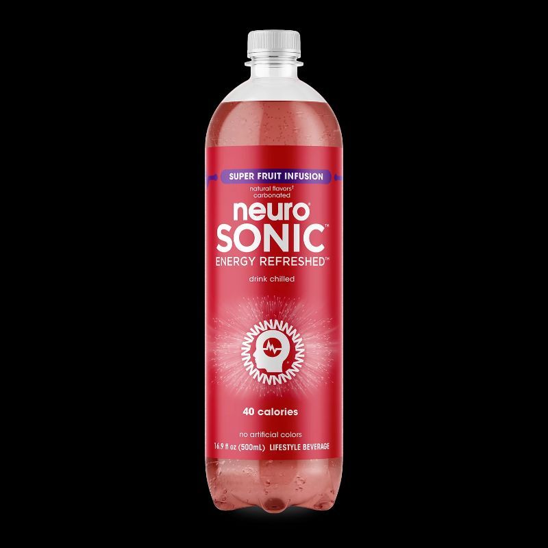 Photo 1 of Neuro Sonic Energy Refreshed, Super Fruit Infusion - 12 pack, 14.5 fl oz bottles BB 8/31/2024