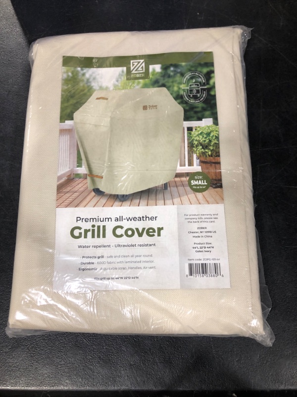 Photo 2 of Zober BBQ Grill Cover - 44 Inch Waterproof Double Layered Fits Weber Gas Grill Cover Charbroil Grill & Smoker - Gas Grill Covers w/Air Vents, Dual Handles - 600D Oxford Fabric, Cream 44 Inch Cream