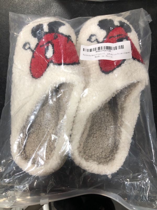 Photo 2 of Cute Slipper for Women - Bad Bunny Slippers - Fun slippers Heart Bunny Slides Soft Plush Christmas Cotton Slippers Keep Warm Couples Slides 6.5-7 Women/5.5-6 Men Red