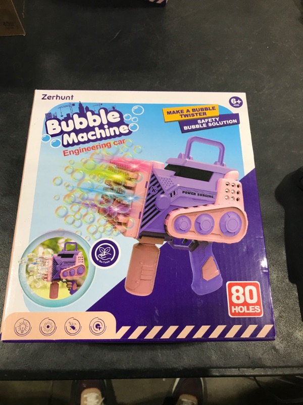 Photo 2 of Bubble Gun with Light Bubble Solution Automatic 69 Holes Bubble Machine Gun Bubbles Maker Blaster Blower Toys for Kids Outdoor Indoor Birthday Wedding Party Pink