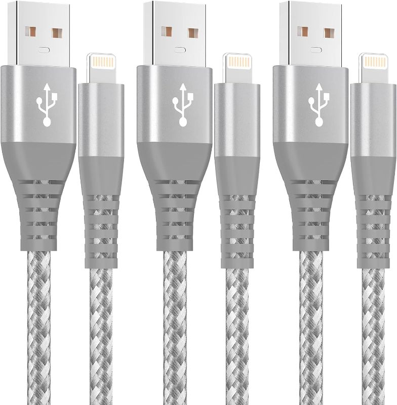 Photo 1 of GHEREL iPhone Charger 3 Pack 10 ft MFi Certified Lightning Cable Nylon Braided Cable iPhone Charger Fast Charging Cord Compatible with iPhone 14 13 12 11 Pro Max XR XS X 8 7 6 Plus and More 1
