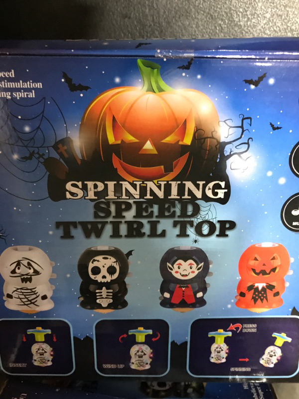 Photo 2 of BEIGUO 4 Pack Halloween Spinning Top Toys with Flashing Lights and Music for Kids Boys Girls Halloween Party Favors Treats Prizes Halloween Goodie Bag Fillers Gifts