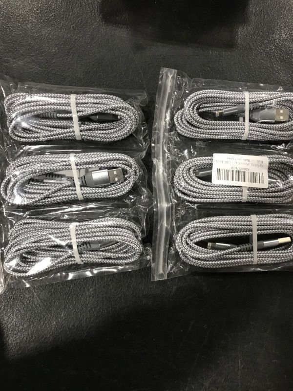 Photo 2 of iPhone Charger 3 Pack 10 ft MFi Certified Lightning Cable Nylon Braided Cable iPhone Charger Fast Charging Cord Compatible with iPhone 14 13 12 11 Pro Max XR XS X 8 7 6 Plus and More Gray White (2 pack ) 