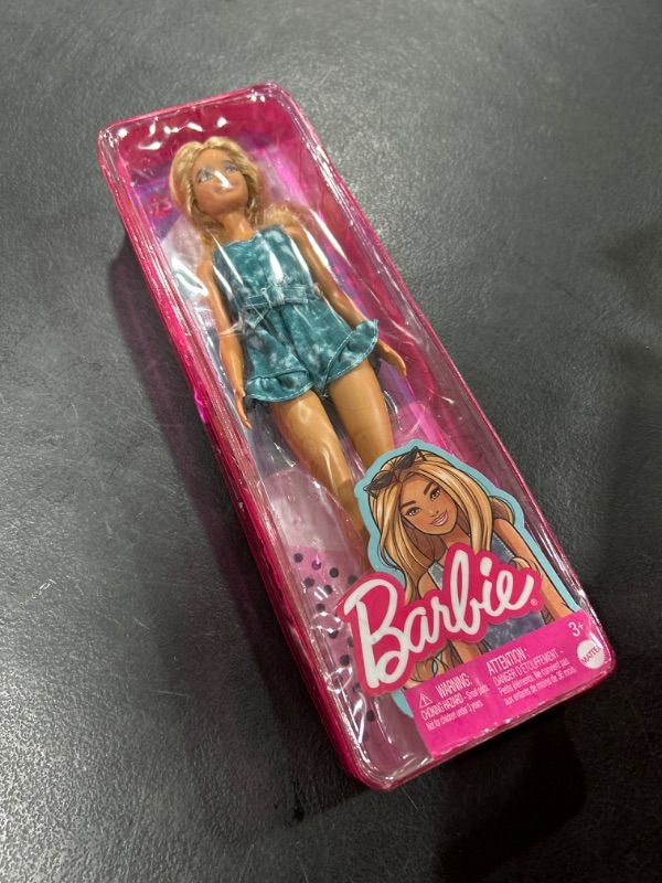 Photo 2 of Barbie Fashionistas Doll 173 with Long Blonde Hair & Tie-dye Shorts Romper, Sneakers & Cat Eye Sunglasses, Toy for Kids 3 to 8 Years Old 