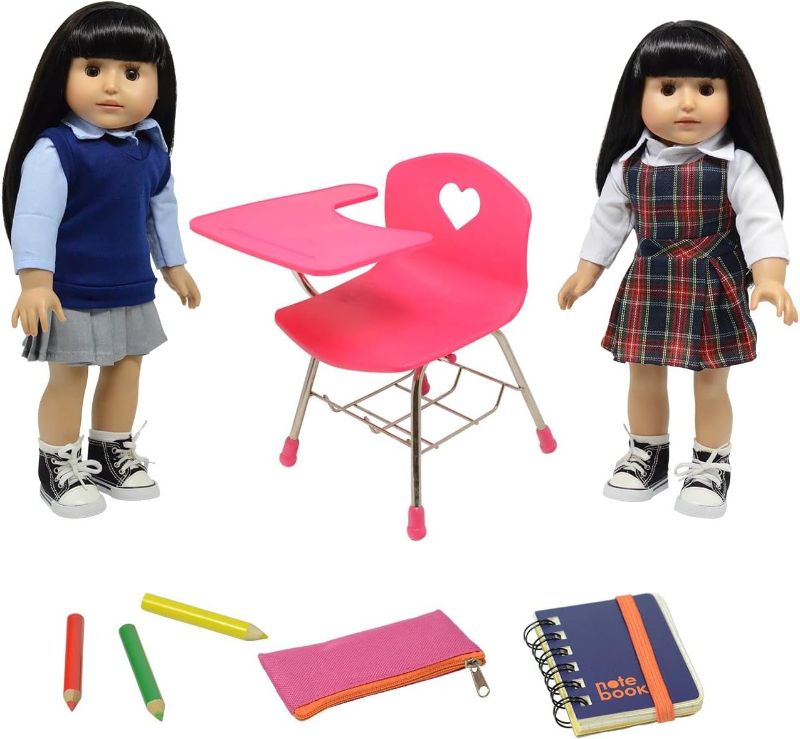 Photo 1 of DOLL NOT INCLUDED - The New York Doll Collection Doll Back to School Set - Doll School Desk,School Supply Set for Dolls and School Uniform Clothing Fits 18 Inch Girl Dolls, E154
