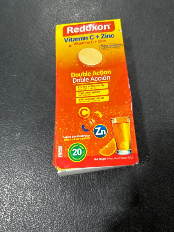 Photo 3 of Redoxon Vitamin C + Zinc, Effervescent Tablets of Vitamin C and Zinc, Helps Support Your Immune System, Orange Flavor, 20 Effervescent Tablets, 2.82 Oz, Box