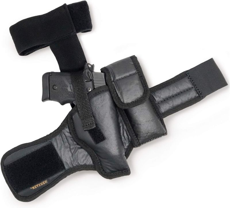 Photo 1 of Eco Leather Ankle Gun Holster - by Houston | Concealed Carry | Fits: Glock 42/43, Bersa 380, Ruger LC9, Diamond Back 9mm, Sig Sauer P938, 1911 3", SCCY, Kahr 9 | Concealed and Comfortable to use 