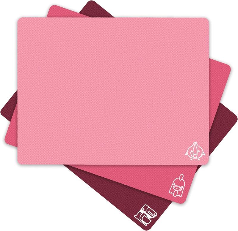 Photo 1 of ZVP Plastic Cutting Boards, Flexible Cutting Mats for Cooking, Cutting Boards for Kitchen Dishwasher Safe, Food Icons, Anti-slip, BPA Free, Gradient Pink Set of 3 - 15 x 12 in