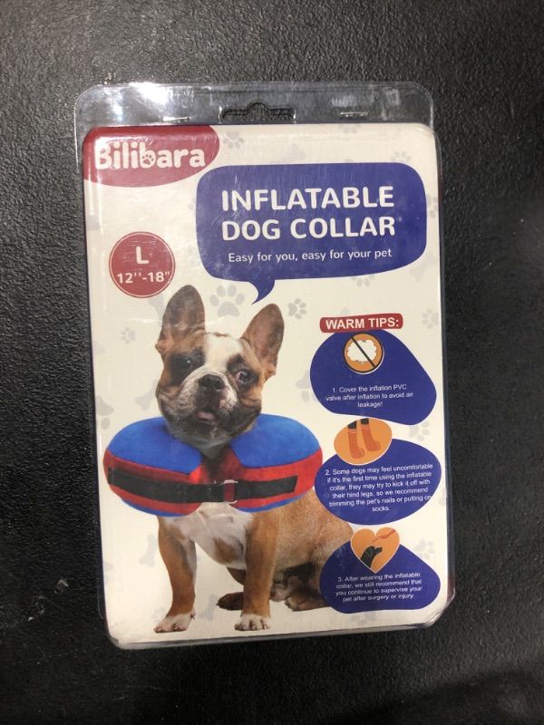 Photo 2 of Bilibara Dog Cone Alternative After Surgery, Inflatable Recovery Collar for Dogs & Cats, Adjustable Dog E Collars, Cone for Dogs After Surgery to Stop Licking, Soft Dog Cones for Large Dogs, Blue L(Neck:12"-18") Blue