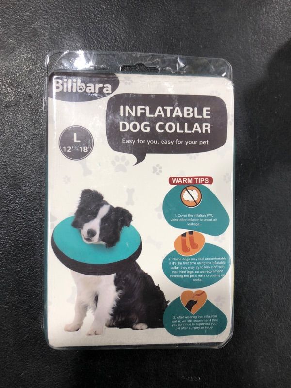 Photo 2 of Bilibara Dog Cone Alternative After Surgery, Inflatable Recovery Collar for Dogs & Cats, Adjustable Dog E Collars, Cone for Dogs After Surgery to Stop Licking, Soft Dog Cones for Large Dogs, Teal
