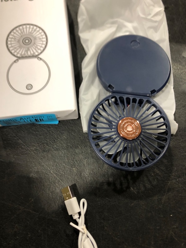 Photo 1 of Handheld Fan, Portable Neck Fan, Folding fan,Attachment aromatherapy function 3 Speed Fan USB Rechargeable Fan Cute Design Fan for Stylish Kids Girls Women Men Indoor (Deep blue)