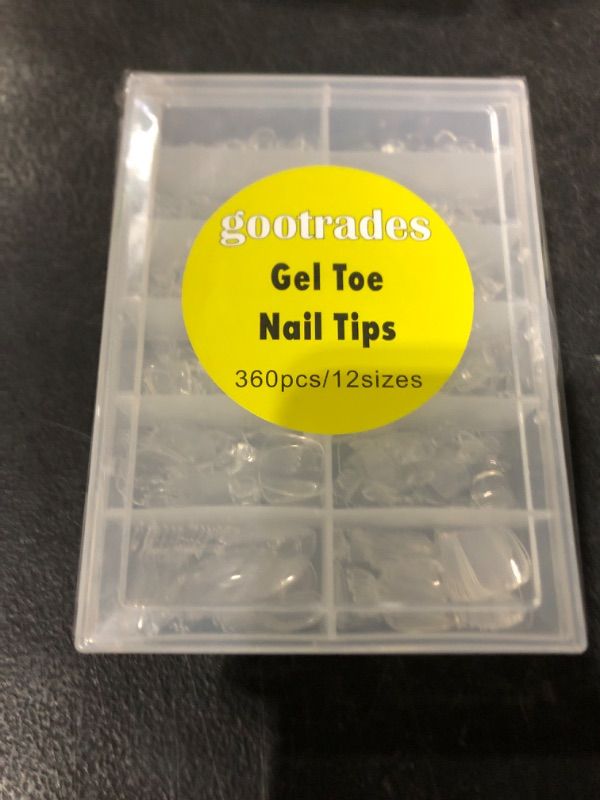 Photo 2 of 360Pcs Soft Gel Toe Nail Tips for Soak off Gel Extension Systems, Short Pre-shaped Full Cover False Toenails Gel Tips Clear Press on Nails,12 Sizes Summer Toe Tips for Home DIY Salon Manicure.
