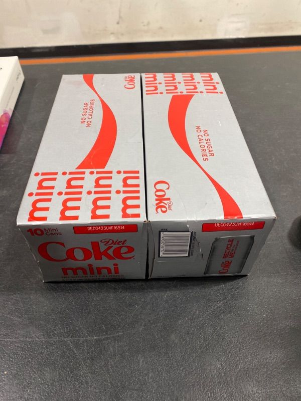 Photo 1 of 2 PACK-Diet Coke Can, 7.5 fl oz (pack of 10) 7.5 Ounce Mini Can (Pack of 10) BB 12/04/2023
