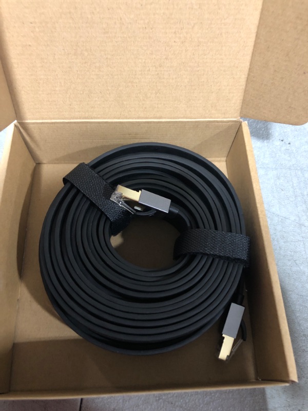 Photo 1 of ANNNWZZD CAT 8 Ethernet Cable, Flat LAN Network Cable High Speed 26AWG Patch 40Gbps, 2000Mhz with Gold Plated RJ45 Connector for Router, Modem, PC, Switches, Hub, Laptop, Gaming, Xbox (50ft/50FT)