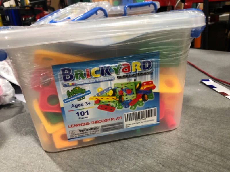 Photo 2 of Brickyard Building Blocks STEM Toys - Educational Building Toys for Kids Ages 4-8 with 101 Pieces, Tools, Design Guide and Toy Storage Box, Gift for Boys & Girls
