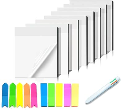 Photo 1 of 400 Sheets Transparent Sticky Note Pads, 2.75" x 3.74" Translucent Sticky Notes, Waterproof Self-Adhesive Clear Sticky Notes, Page Markers Index Tabs for Office Message Reminder (8 Pack?
