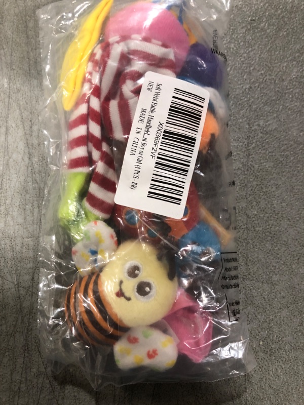 Photo 1 of Baby Wrist Rattle, Handheld Rattles and Rattle Socks, Foot Rattle Leg Rattle Ankel Rattle, Soft Newborn Baby Rattle Toys for Infant Boy or Girl (4 PCS - BR)