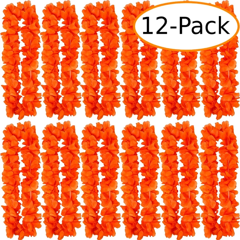 Photo 1 of 1 Dozen Lush 48" Hawaiian Leis (Neon Orange)
