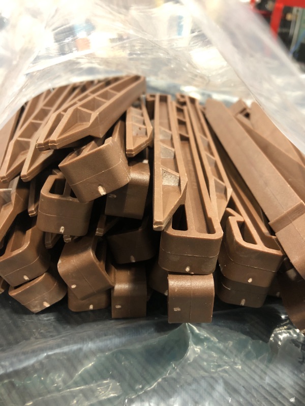 Photo 2 of 10" Inch Plastic Landscape Edging Stakes, Anchoring Spikes for Paver Edging, Weed Barriers, Turf, Tent, Weed Barrier, Timber, Carpentry, Tent etc. (50 PC, Brown) 40 PC Brown