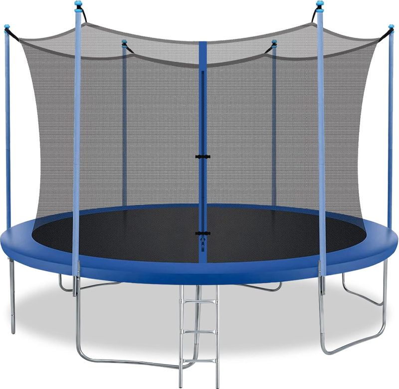 Photo 1 of 8FT 10FT 12FT 14FT Trampoline with Enclosure Net Outdoor Jump Rectangle Trampoline - ASTM Approved-Combo Bounce Exercise Trampoline PVC Spring Cover Padding for Kids and Adults
