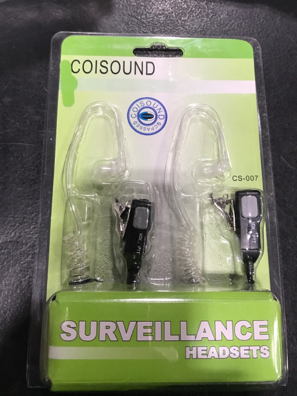 Photo 2 of COISOUND Two Way Radio Earpiece | Walkie Talkie Headset Compatible Midland AVPH3(Black Pair)