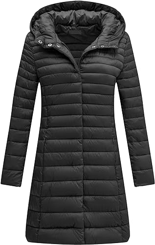 Photo 2 of Bellivera Women Puffer Jacket  Winter Fashion Warm Quilted Long Hooded Padded Bubble Coat--LARGE
