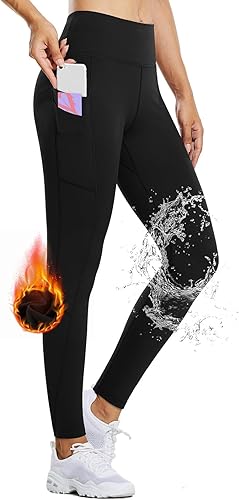 Photo 1 of BALEAF Women's Fleece Lined Leggings Water Resistant Thermal Winter Warm Tights High Waisted with Pockets Running Gear--LARGE