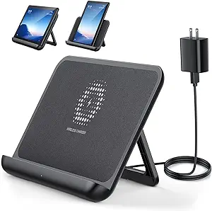 Photo 2 of QIBOX Wireless Charger for FIRE HD 10 Plus, Foldable Wireless Charging Station, Fast Charging Stand Dock Compatible with Kindle FIRE HD 10 Plus (11th Generation)