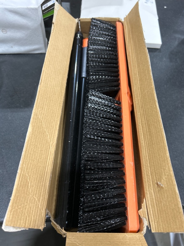 Photo 2 of 18inch Push Broom Outdoor - Heavy Duty Broom for Driveways, Sidewalks, Patios and Deck Cleans Dirt, Debris, Sand, Mud, Leaves and Water-18 Wide Bristles