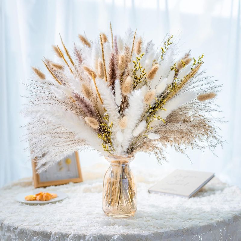 Photo 1 of 85PCS Natural Pampas Grass Bouquet | Boho & Western Wedding Decor Flowers Dried Pampas Grass Decor for Elegant Floral Arrangements, Home & Table Decorations