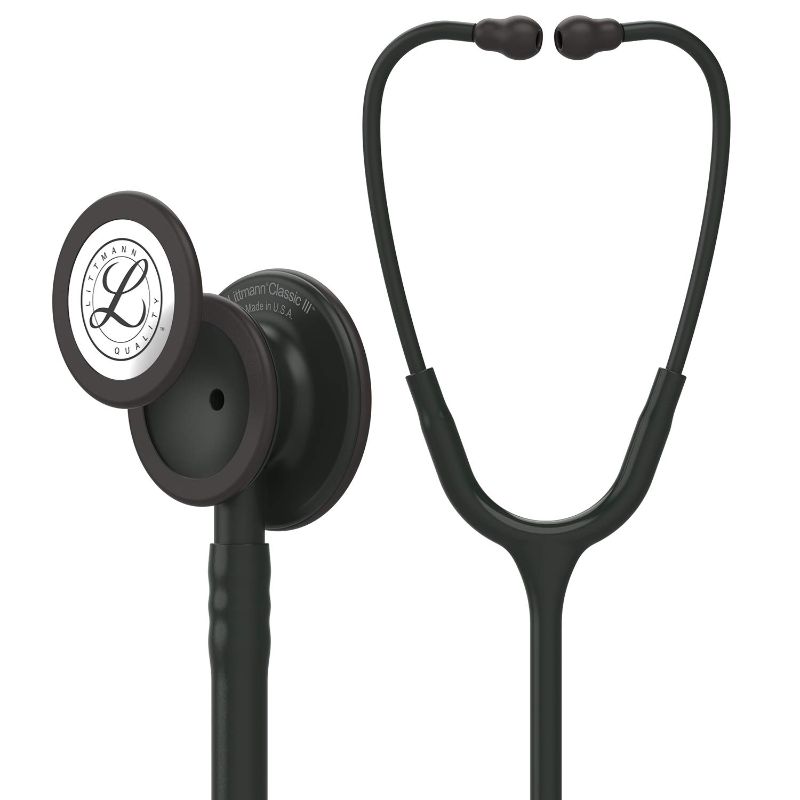 Photo 1 of 3M Littmann Cardiology IV Diagnostic Stethoscope, Black-Finish Chestpiece, Black Tube, Stem and Headset, 27 inch, 6163 + 40007 Stethoscope Identification Tag, Black Black Tube, Black Stem Black Chestpiece +