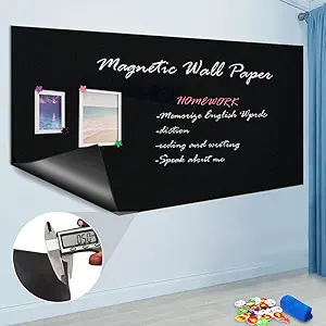Photo 1 of ZHIDIAN Magnetic Chalkboard Contact Paper, 36" x 24", Self Adhesive Magnetic Blackboard Wallpaper, Chalk Board Wall Sticker, Magnets Wall Board with 2 Chalks and 6 Magnets 0.55mm - Magnetic Receptive 36 x 24 inch