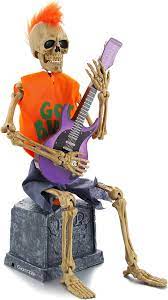 Photo 1 of 12.5" Funny Animated Skeleton, Musical Rocker, Halloween Fall Interior Decorative Ornament, Halloween Haunted House Decoration Setting, (Rock Guitarist)