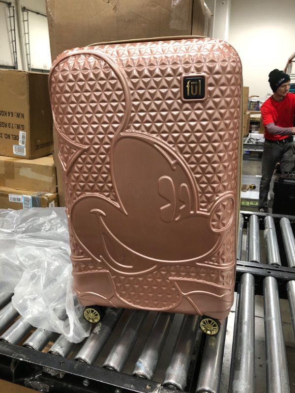 Photo 3 of FUL Disney Mickey Mouse 21 Inch Rolling Luggage, Hardshell Carry On Suitcase with Spinner Wheels, Rose Gold