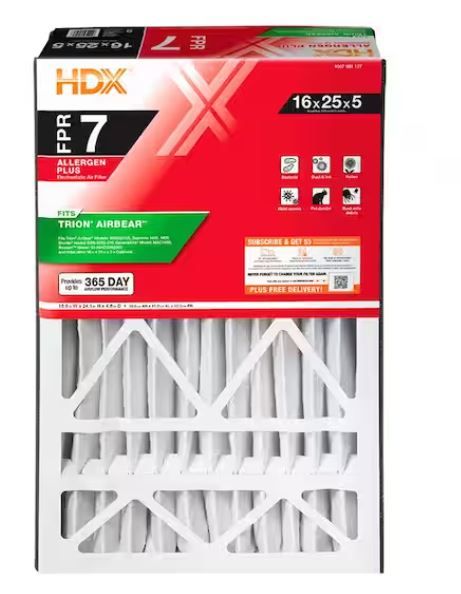 Photo 1 of 16 in. x 25 in. x 5 in. Trion AirBear Replacement Pleated Air Filter FPR 7, MERV 11