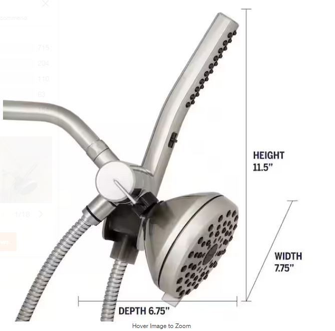 Photo 1 of 12-spray 5 in. High PressureDual Shower Head and Handheld Shower Head in Brushed Nickel