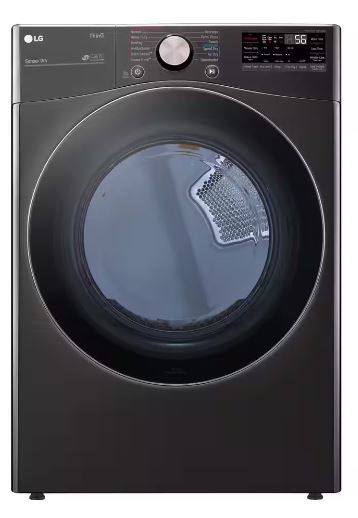 Photo 1 of LG True Steam 7.4-cu ft Stackable Steam Cycle Smart Electric Dryer (Black Steel) ENERGY STAR
